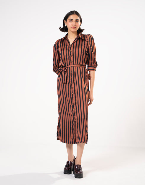 STRIPED BUTTON DOWN DRESS